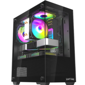 GABINETE RAPTOR NOVA PRIME TG X2 MID-TOWER RGB FAN X3 BLACK