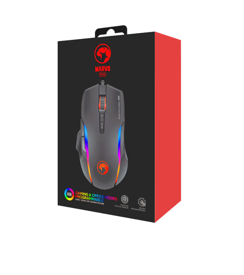 MOUSE GAMER MARVO G945 OPT 10000 DPI RGB 22