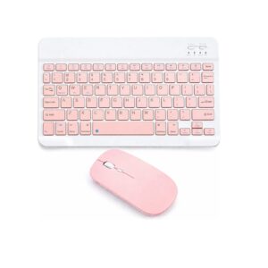 Kit Teclado y Mouse Inalámbrico Bluetooth Rosa Int-co Sensor Óptico