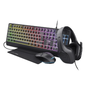 Kit Gamer Trust GXT 792 4 en 1 Teclado, Mouse, Auriculares y Mousepad
